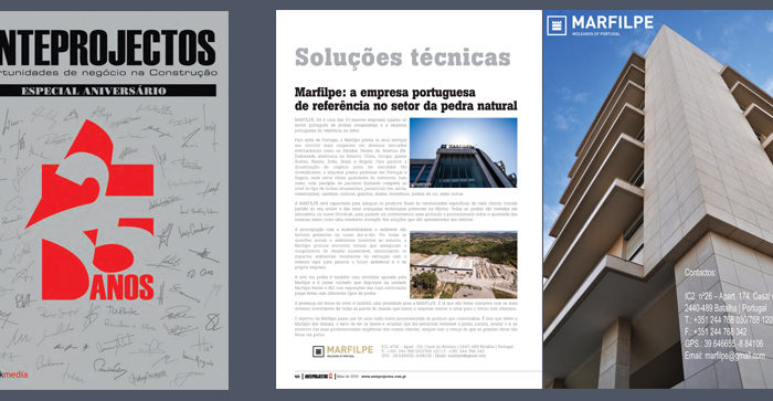 Marfilpe on the May edition of Anteprojectos magazine